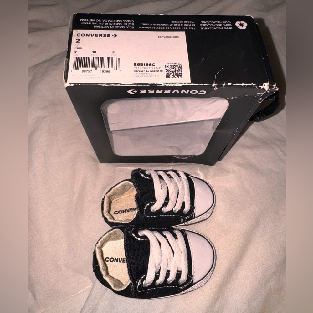Baby Crib (soft, bottom ) Converse White Sneakers with Brown Soles
